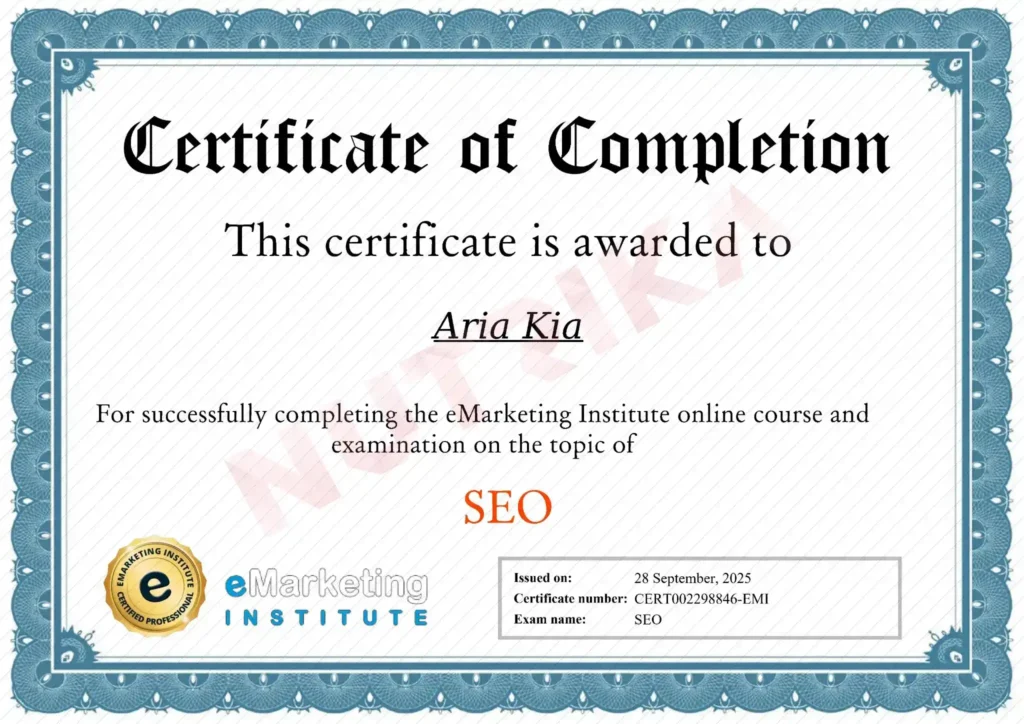 گواهی سئو پزشکی نوتریکا